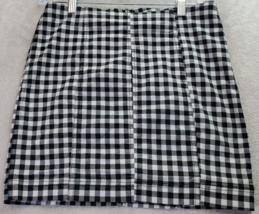 Free People Skirt Womens Size 8 Black White Check Cotton Medium Wash Bac... - £16.61 GBP