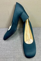 Beautiful PRADA Dark Teal Poplin Heel Pumps Shoes Size 38 IT / 8 US - £38.93 GBP