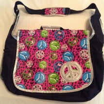 Peace backpack messenger bag tote hip shoulder pink animal print black g... - £10.61 GBP