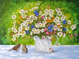 Still life daisies in vase Oil painting Art printed canvas Giclee - £6.86 GBP+