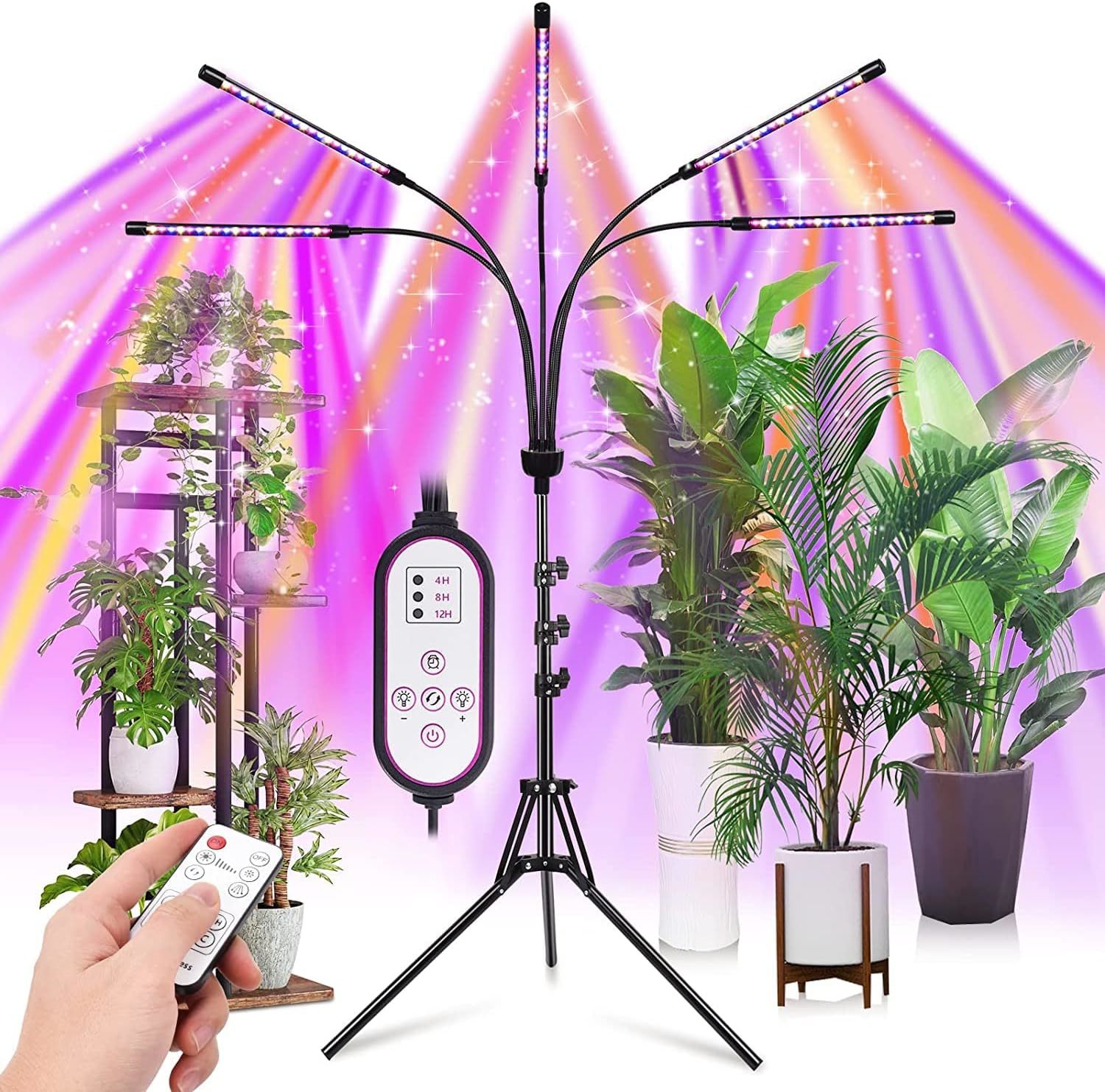 Grow Lights for Indoor Plants,5 Heads Red Blue White Full Spectrum with ... - $59.00
