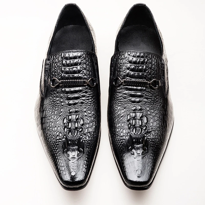 Eather shoes crocodile pattern luxury dress shoes slip on wedding shoes leather brogues thumb200