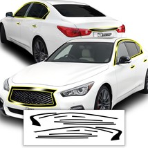 Fits 2022 2023 Infiniti Q50 Front Side Rear Blackout Chrome Delete Overlay Cover - £54.72 GBP