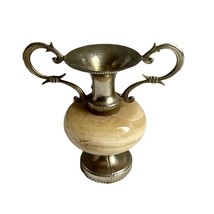 Mini Onyx Amphora Vintage Vase with Handles: Beige and Brown. True Vintage. - $48.02