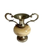 Mini Onyx Amphora Vintage Vase with Handles: Beige and Brown. True Vintage. - $48.02