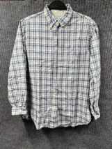 Vintage Kikomo Shirt Mens Blue Plaid Medium Cotton Long Sleeve Button Down India - $19.14