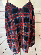 Torrid Sophie Velvet Swing Cami Top size 00 Plaid Holiday Strappy Medium... - $18.12