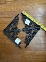 2 Antique Style Shelf Brace Wall Vintage Cast Iron Brackets Medium 8”Cor... - $442.58 MXN