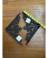 2 Antique Style Shelf Brace Wall Vintage Cast Iron Brackets Medium 8”Cor... - $23.76