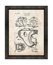 Boxer&#39;s Headgear Patent Print Old Look with Beveled Wood Frame - £18.64 GBP+