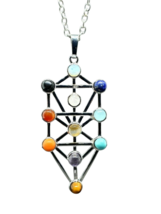 Tree of Life Sefirot Necklace Pendant Gemstone Kabbalah 11 Chakra Gem &amp; Boxed - £17.84 GBP
