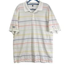 Nike Golf Shirt Mens Extra Large White Pastel Striped Dri-Fit Fargo Logo... - $12.55