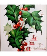 Raphael Tuck Holly Leaves And Berries Christmas Card Postcard No.500 190... - $27.50