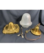 Victorian Acorn Frosted Etched Glass Pendant Ceiling Light W/Mount - $207.90