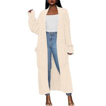 Women&#39;S 2023 Thick Long Cardigan Sweater Oversized Long Sleeve Open Front Cable  - £72.45 GBP