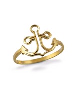 Gold Nautical Anchor Cross Ring for Women – 10K &amp; 14K Solid Gold Open De... - $192.06 CAD+