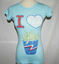 Local Celebrity Light Blue &quot;I Love French Fries&quot; T-Shirt X-Small - £20.11 GBP