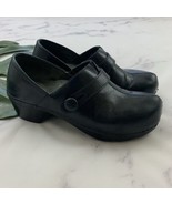 Dansko Womens Clogs Size 37 Black Leather Comfort Button Trim Chunky  - $51.43 CAD