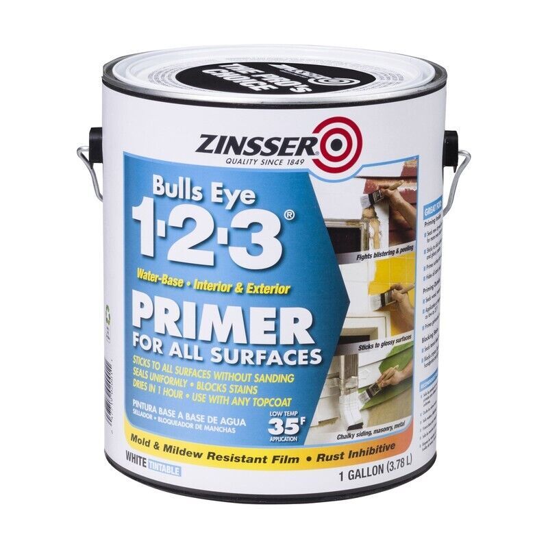 Bulls Eye 1-2-3 White Primer For All Surfaces Interior & Exterior 1 Gal