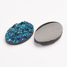 4 Large Druzy Cabochons 12mm Flat Backs Faux Drusy Quartz Black Blue 30mm - £2.39 GBP