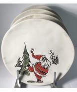 4 Salad / Dessert Plates Eli &amp; Ana Handmade Whimsy Santa 8 1/2&quot;  New - $76.58 CAD