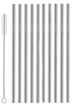 10 Pack Stainless Steel Straws &amp; Cleaner Eco-Friendly Reusable Drinking Straws - £6.36 GBP