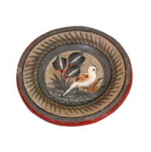 Vintage Mexican Folk Art Pottery Hand Painted Bird Wall Hanging Plate 7.5” Decor - £18.98 GBP