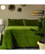 Washed Green Velvet Duvet Cover With Matching Pillow Covers - $2,432.87 MXN+