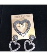 Vintage New with Tag HUGO Heart Brooch Clip-on Earrings I Love You Je T’... - $281.30 MXN