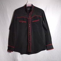 Sergio Vadducci Men&#39;s Black/Red Glass Snap Button Down Long Sleeve Shirt... - $24.75