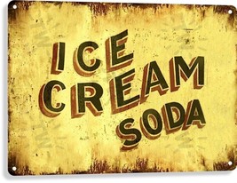 Ice Cream Soda Pop Advertising Vintage Retro Parlor Wall Decor Large Metal Sign - £19.74 GBP