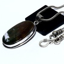 Moss Agate Natural Gemstone Solid 925 Silver Handmade Pendant Gift Jewelry - £4.78 GBP