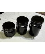 Vintage Gibson Black Canisters Set of 3 Clamp Lid Jar, Kitchen Organization - $37.40