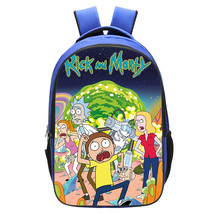WM Rick And Morty Backpack Daypack Schoolbag Bookbag Blue Type Scary - £15.72 GBP