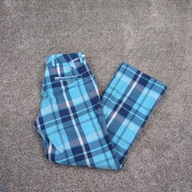 Tommy Hilfiger Pants Women 2 Blue Plaid Light Cotton Summer Beachy Comfo... - £13.36 GBP