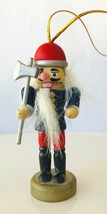 Wood Nutcracker Christmas Ornament Soldier with Axe 3.25&quot; Tall - £9.33 GBP