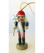 Wood Nutcracker Christmas Ornament Soldier with Axe 3.25&quot; Tall - £9.19 GBP