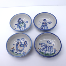 LOT OF 4 M A Hadley Hand Painted Assorted Bowls Farmer Wife Stoneware Ce... - $98.99