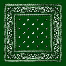 Dark Green - 12 Pcs Scarf Paisley Print Bandana 100% Cotton Head Warp - £23.96 GBP