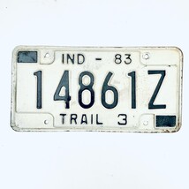 1983 United States Indiana Bartholomew County Trailer License Plate 14861Z - $11.87