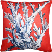Ocean Reef Coral on Red Throw Pillow 20x20, Complete with Pillow Insert - £50.20 GBP