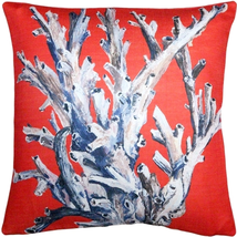 Ocean Reef Coral on Red Throw Pillow 20x20, Complete with Pillow Insert - £49.73 GBP