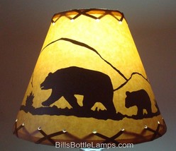 BEAR Table Light Cabin Cottage LAMP SHADE Clip-On Bulb Style 9&quot; inch Laced Cone - £26.98 GBP