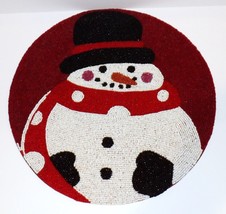 LOVELY HTF TAHARI HOME BEADED CHRISTMAS SNOWMAN 15&quot; CHARGER/PLACEMAT - $33.97