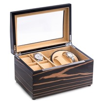 Bey-Berk International BB621EBN Lacquered Ebony Burl Wood Jewelry Box - £322.28 GBP