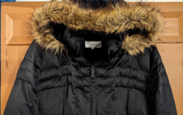 Calvin Klein Hooded Down Puffer Coat Winter Jacket Faux Fur Hood Womens Black - £38.54 GBP