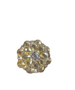 Vintage Yellow Boho Floral Daisy Shaped Gemstone Stretch Band Ring Jewelry - $14.89