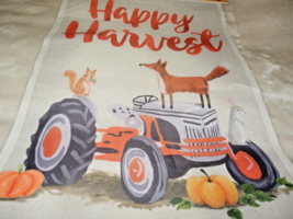 NEW Autumn HAPPY HARVEST ANIMAL Garden FLAG  12&quot; X 18 &quot;  Outdoor Yard FO... - £19.75 GBP