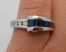 1.40CT Princess Cut Simulated Sapphire Engagement Ring 925 Sterling Silver - £94.93 GBP