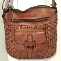 Harbour 2nd Aurora Woven Genuine Leather Purse Shoulder Crossbody Bag Brown - £62.51 GBP